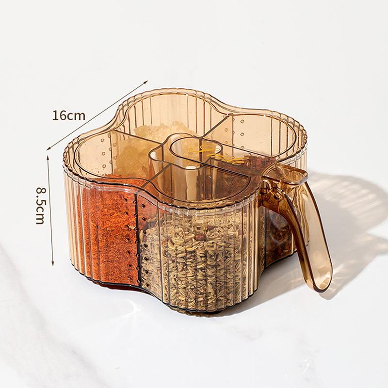 Transparent Seasoning Box Spice Holder Jar Container Travel Kitchen Storage Dry Fresh Safe PP Multi Compartment