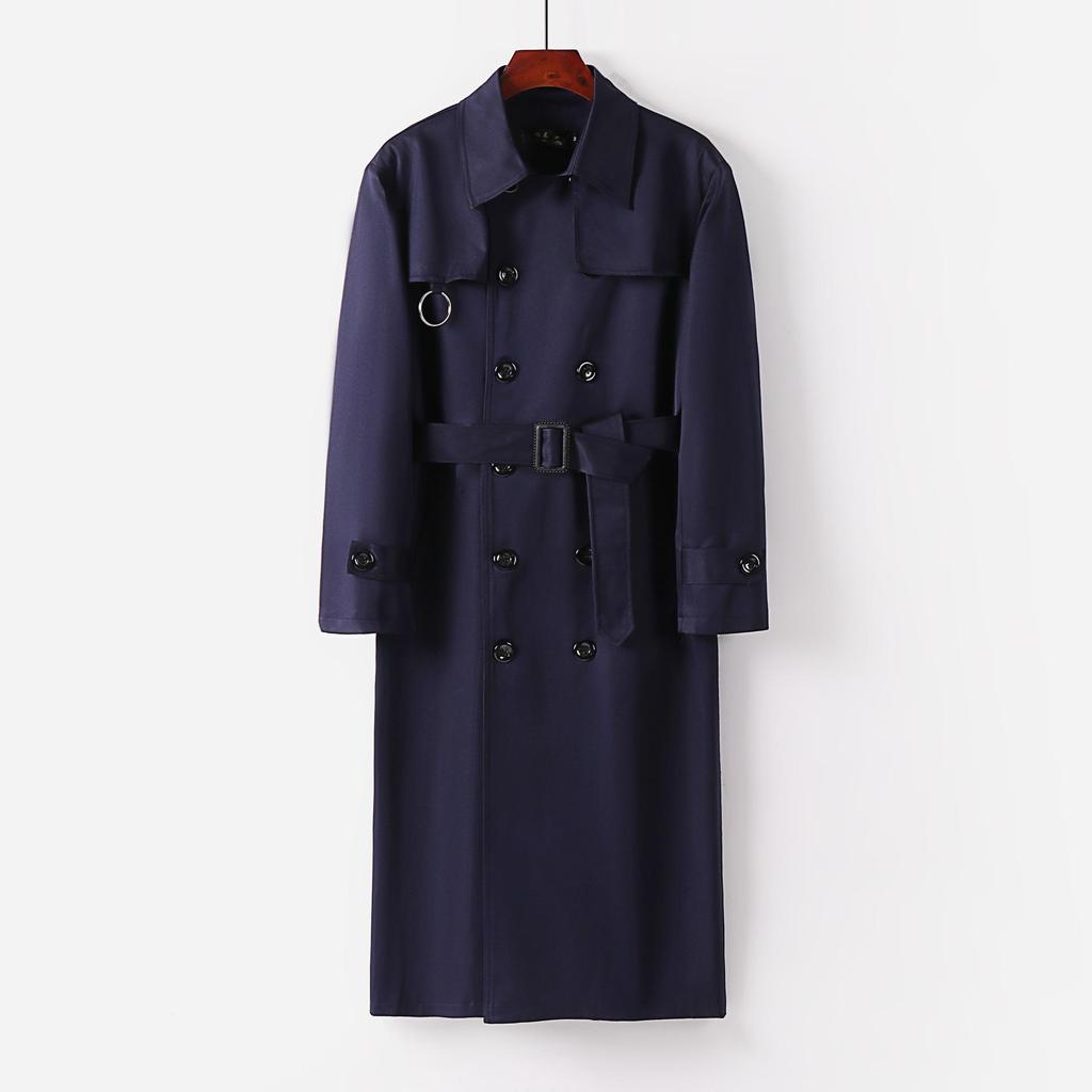 Мужской плащ, повседневный удлиненный двубортный мужской ветровка, весна M-6XL