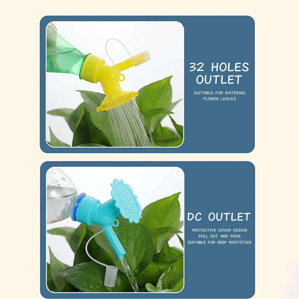 Насадка-дождеватель на крышку бутылки с двумя головками, насадка для полива бутылки, головка дождевателя для лейки, портативные пластиковые насадки для растений, садовое растение