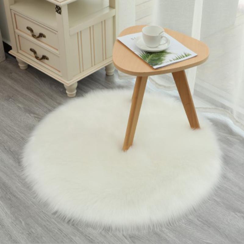 Solid Color Warm Wool Round Cushion Stool Pad Thickening Dining Chair Cushion