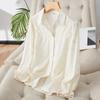 Apricot Embroidered Shirt Women's Long-sleeved Spring Clothes New Loose Top Temperament Lady Pure Cotton White Shirt