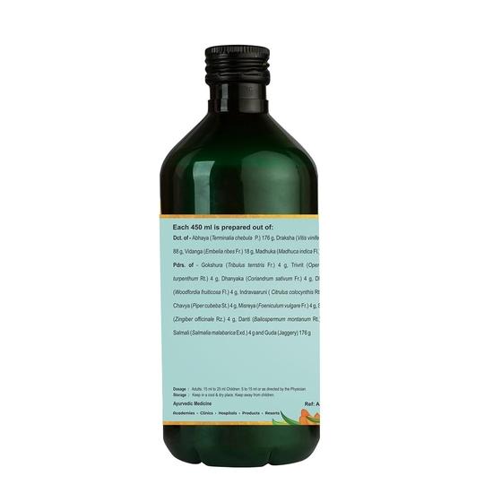 Kerala Ayurveda Abhayarishta 450ml | Bowel wellness | Aids in Detoxification |Natural Laxative | Colon Cleanser | Gut Health | 100% Ayurvedic