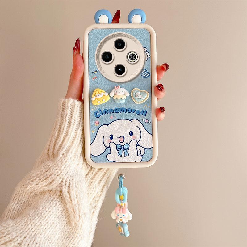 KEYSION Cute Ear 3D Cartoon Case for TECNO Spark 30C with Bracelet Soft Silicone Shockproof Phone Cover for TECNO Spark 30C