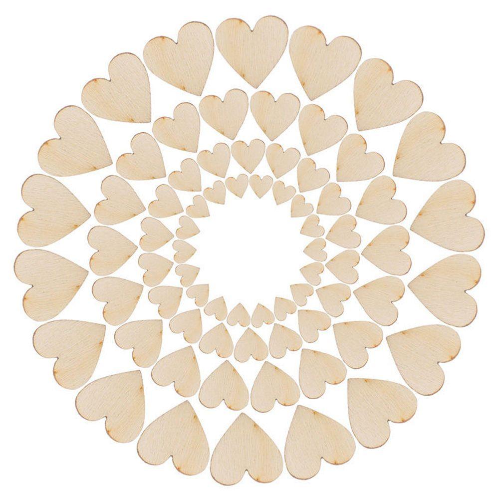 100PCS Mixed Decoration Rustic Wooden Love Heart Crafts Accessories Wedding Decor Table Scatter
