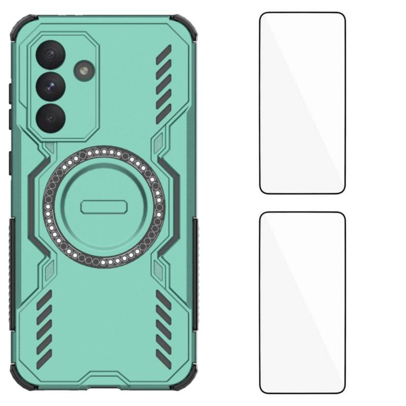 Для Samsung Galaxy A36 5G Магнитный чехол WANLONFENG Серия DJ PC TPU Чехол для телефона с 2 шт. Защитной пленкой из закаленного стекла