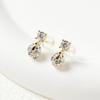 925 silver, gold-plated, diamond cubic silver needle earrings