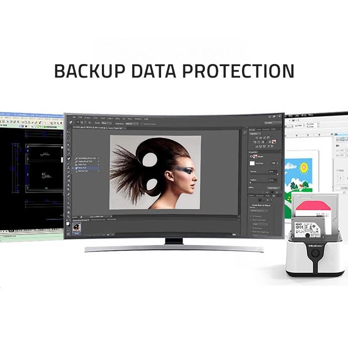 Qoltec Док-станция для HDD SSD дисков 2.5" 3.5" | SATA III | USB 3.0 | Super Speed 5 Гбит/с | С функцией автономного клонирования