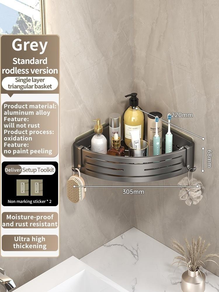 Нет необходимости сверлить стены для установки Алюминиевая полка для ванной Полки Подставка для шампуня Держатель для хранения Кухонный органайзер Настенная полка