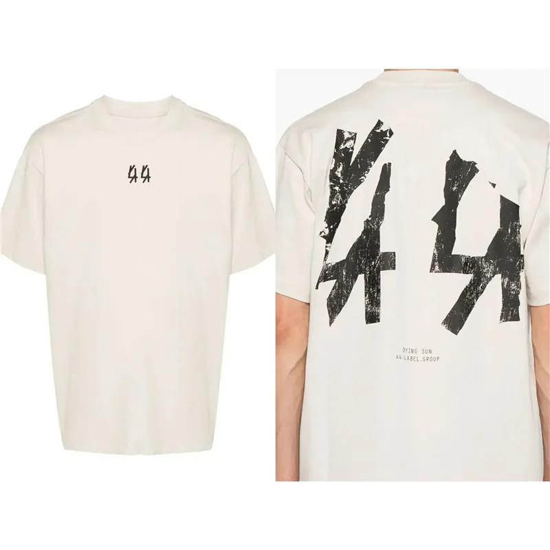 2026 44 Группа этикеток Хлопковая футболка в стиле Хип-хоп Унисекс Уличная одежда Короткий рукав Круглый вырез Принт Повседневная Дышащая Модная футболка для взрослых