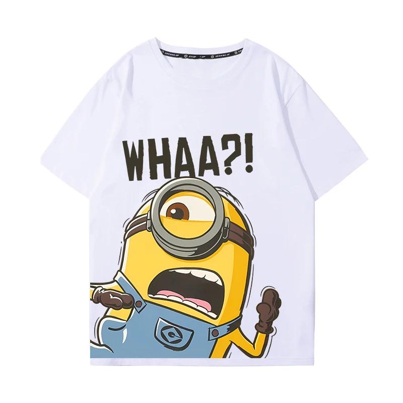 MINISO Футболка с принтом аниме и мультфильма «Губка Боб» для детей и подростков, летняя, смешная, с круглым вырезом, футболка, одежда с коротким рукавом для мальчиков и девочек