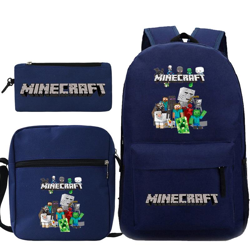 Школьная сумка Minecraft для начальной и средней школы Детский рюкзак Рюкзак Сумка через плечо Пенал Набор из трех предметов