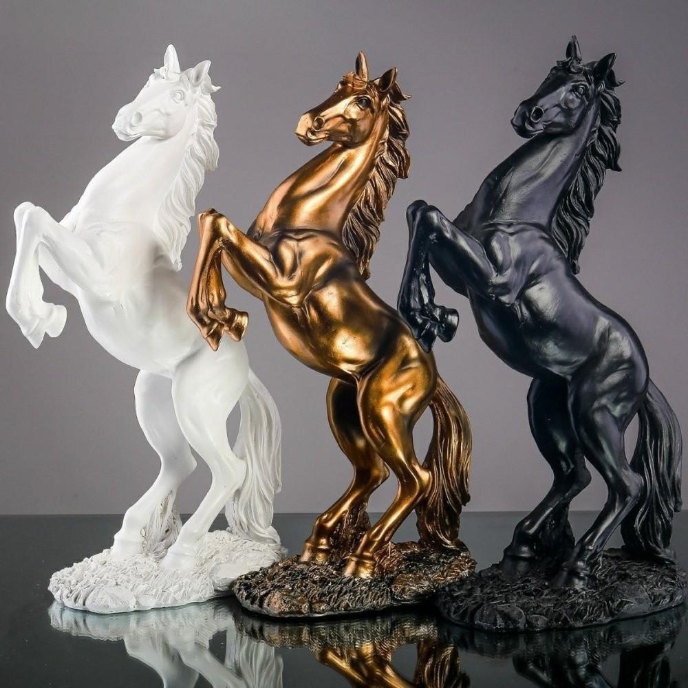 Elegant Victory Horse Statue Realistic Resin Horse Sculpture Standing European Style Horse Figurine