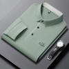 New Men'S Business Casual Long Sleeved Shirt With Badge Solid Color Polo Shirt Fashionable Breathable Comfortable Versatile Top