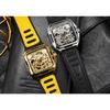 FORSINING Square Dial Skeleton Watch Automatic Watch for Men Luxury Sports Mechanical Wristwatch Waterproof Luminous Leather Band