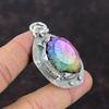 Радужный солнечный кварцевый кулон-друзи, этнические украшения ручной работы, подвеска из стерлингового серебра 925 пробы, настоящий драгоценный камень, ювелирный подарок для жены, новый кулон
