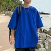 Summer Men Top O Neck Three Quarter Sleeves Chest Pocket Patchwork Loose Plus Size Mid Length Pullover Solid Color Hip Hop Streetwear Daily T-shirt