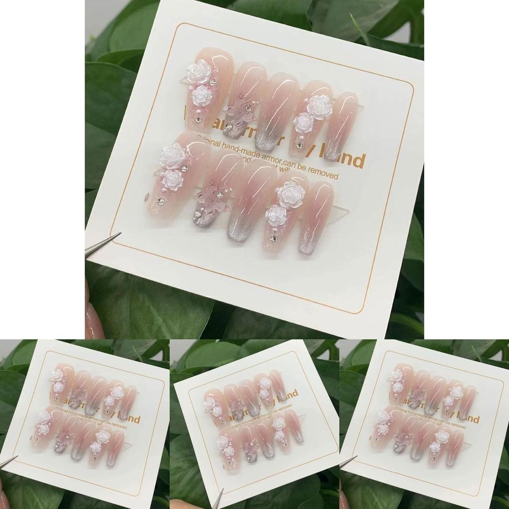 Ручная работа Розовый Камелия Румяна Бабочка Набор для Маникюра и Дизайна Ногтей Xs/s/m/l