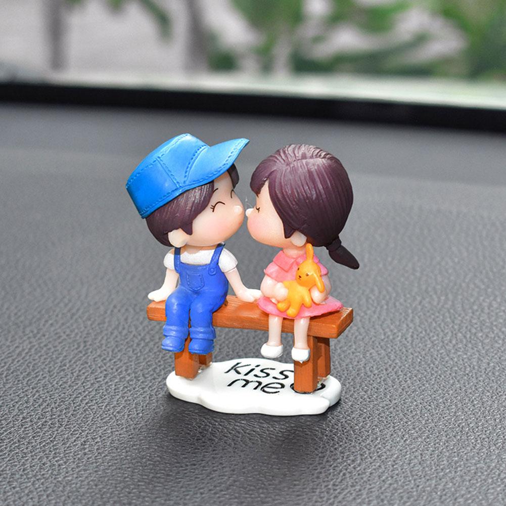 Anime Couples For Car Ornament Model Cute Kiss Balloon Figure Auto Interior Decoration Pink Dashboard Figurine Accessories Gifts