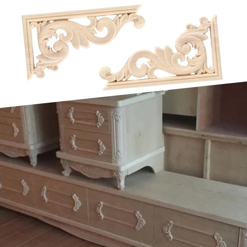 Угловая резьба по дереву Накладка Аппликация Рамка Мебель Ремесло Декоративная Неокрашенная