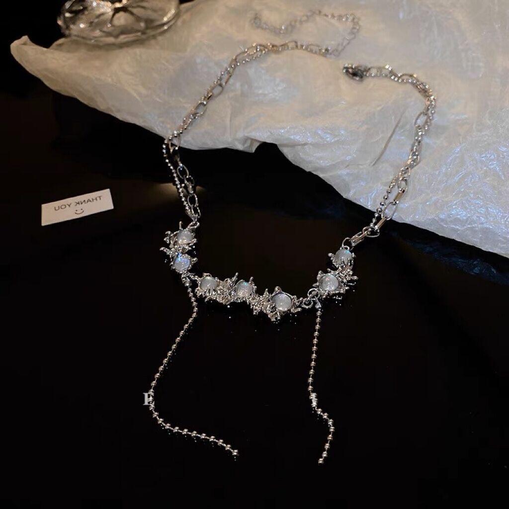 Оригинал ~ Легкий Роскошный Жидкий Опал Камень Spice Girl Ожерелье Женская Хип-Хоп Цепочка На Шею Премиум Дизайн Ниша Ключичная Цепочка