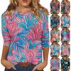 Рубашки с рукавом 3/4 для женщин, милые футболки с графическим принтом, блузки, повседневные базовые топы больших размеров, пуловеры