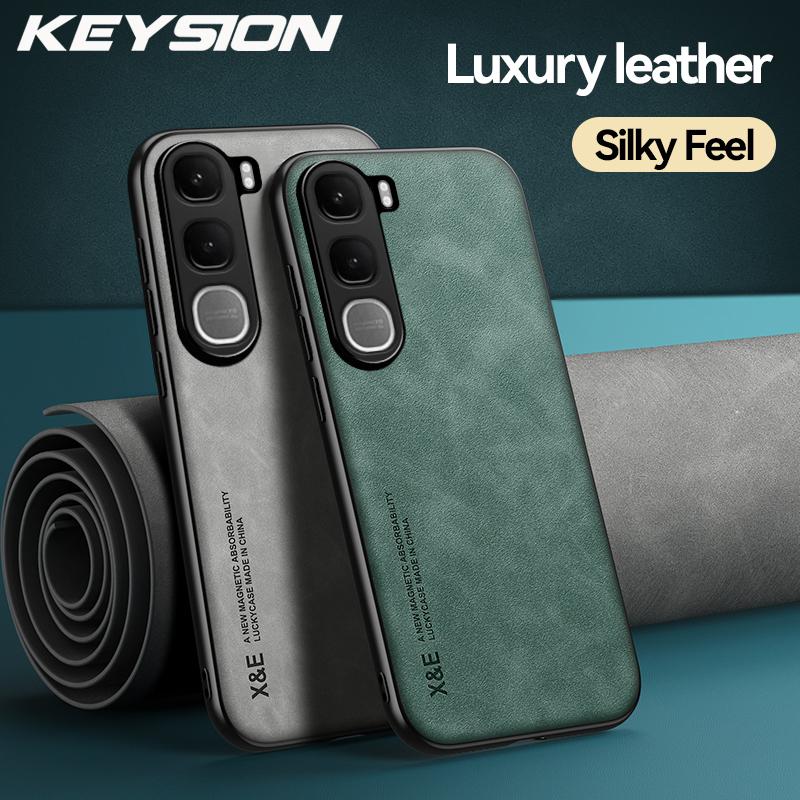 KEYSION Роскошный ретро чехол из искусственной ПУ кожи для VIVO Y31 5G Мягкий силикон+ПК Ударопрочная задняя крышка для телефона VIVO Y31 5G