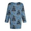 Women's Fashionable Casual Three-Quarter Sleeve Christmas Print Round Neck Top