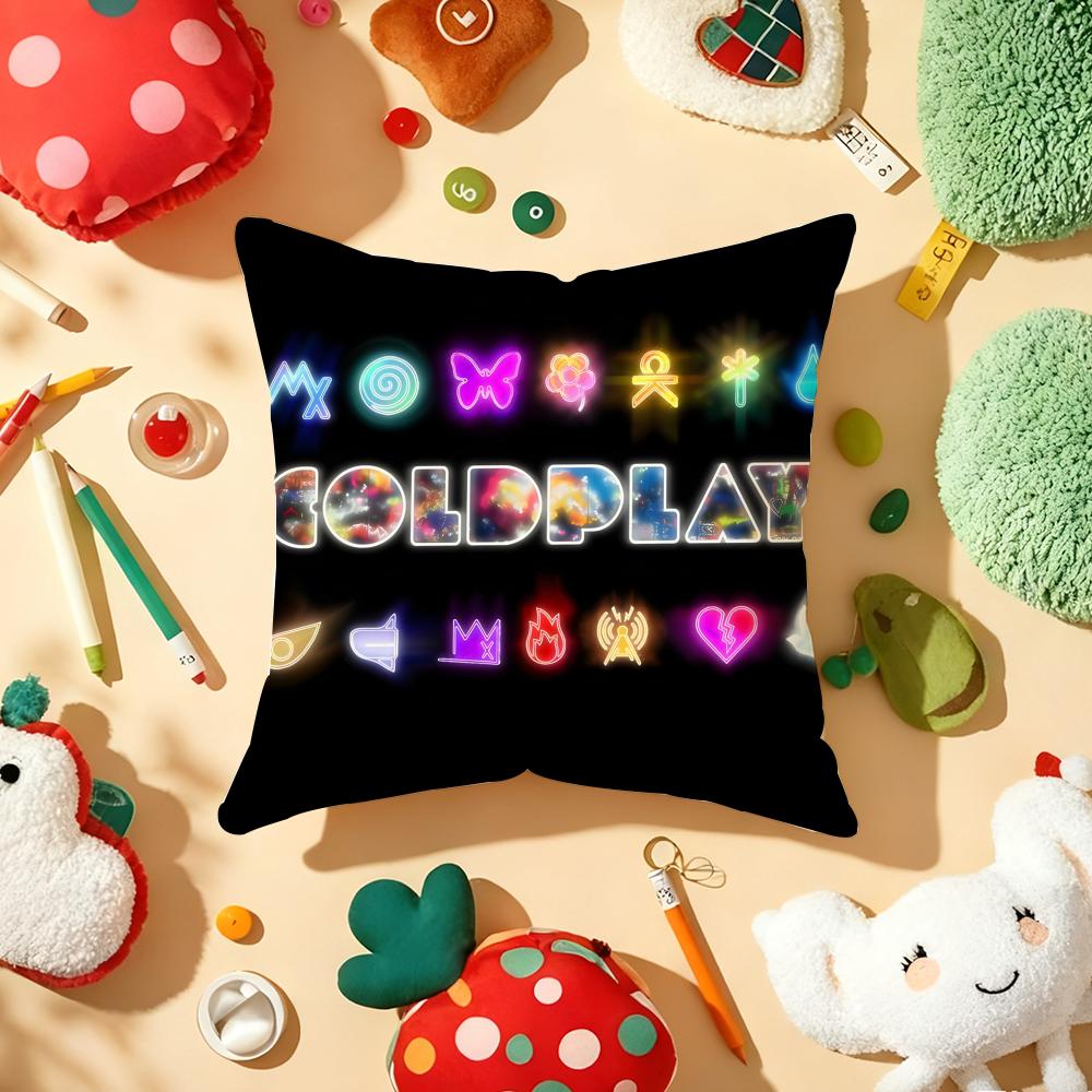 CColdplays Music Band Cushion Cover Plush Fabric Soft DoubleSided Printed Sofa Warm Winter Home Gift Pillow Cover