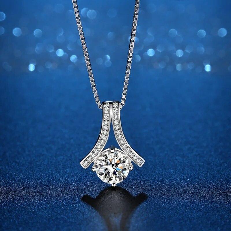 Настоящее ожерелье с подвеской из муассанита и бриллианта 0,5-2 карата D для женщин, 100% стерлинговое серебро S925, ожерелья, ювелирные изделия