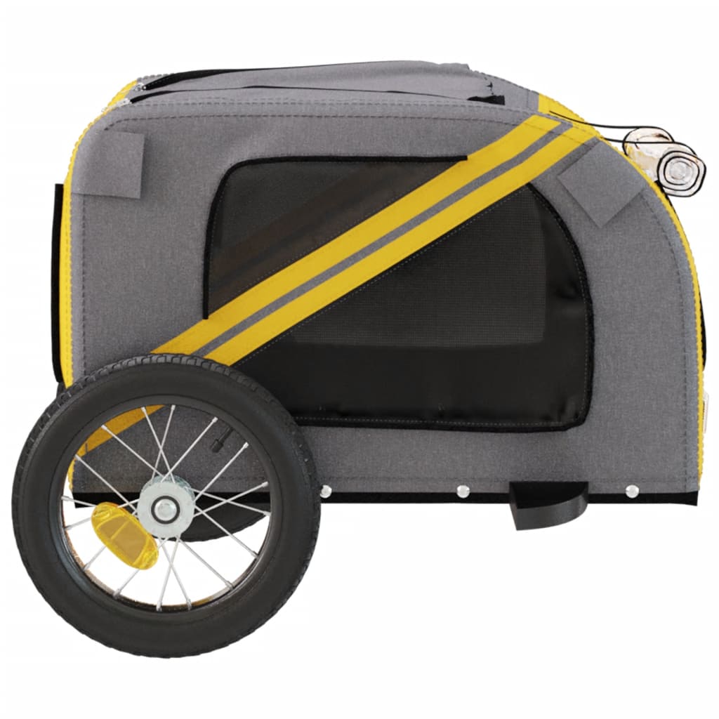 Bicycle Trailer for Dogs Yellow and Grey Oxford Fabric and Iron