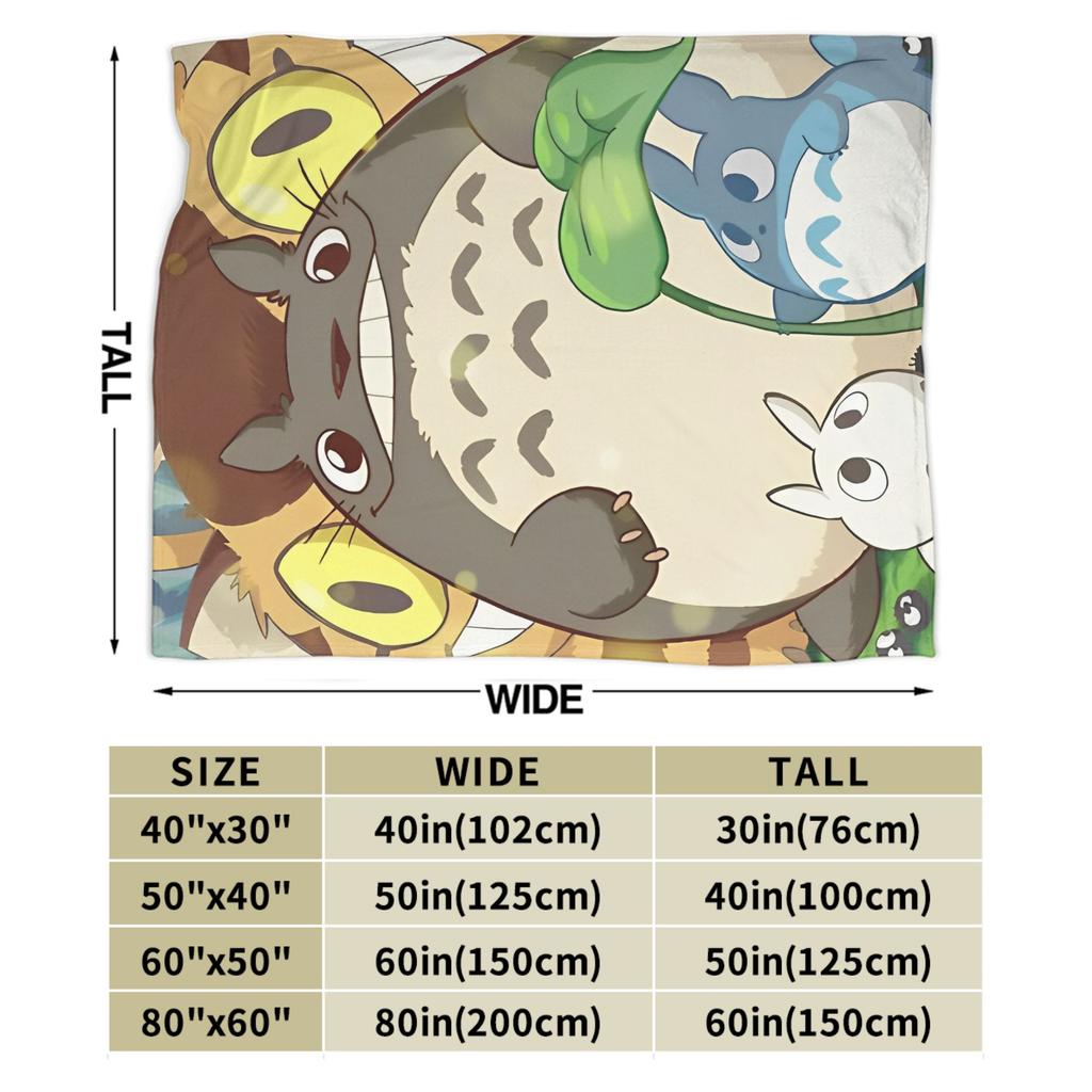 Cute T-Totoros Flannel Blankets Cartoon Anime Funny Throw Blankets for Home 125*100cm Bedspread,