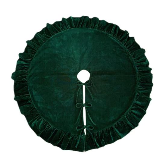 Yousheng Velvet Christmas Tree Skirt 48 Inch Ruffled Holiday Tree Skirt Rustic Xmas Tree Decoration Soft Festive Tree Apron for Cozy Celebrations