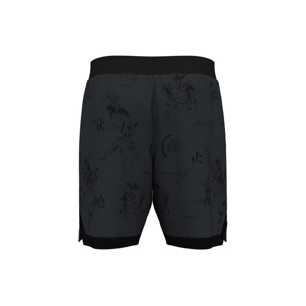 Under Armour Curry X Bruce Lee Collaboration SS24 Spring Collection Fire Element Pattern Printed Mesh Casual Basketball Shorts Men Shorts 1385305-016