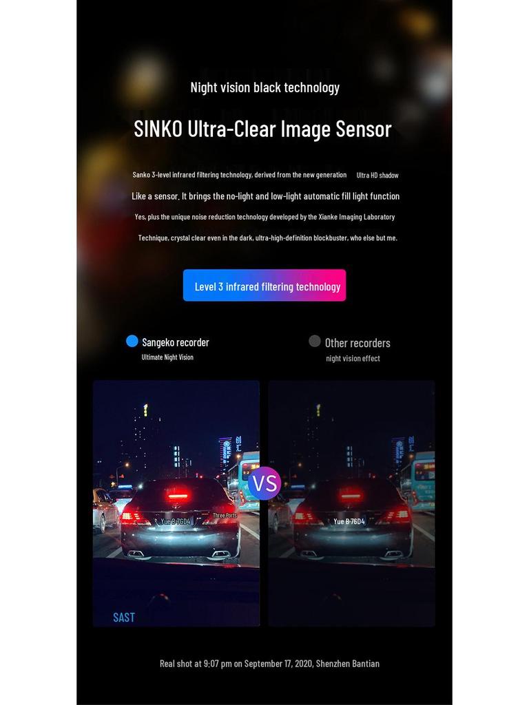 HD видеорегистратор с ночным видением: Двойная запись спереди и сзади, большой экран, с мониторингом парковки.