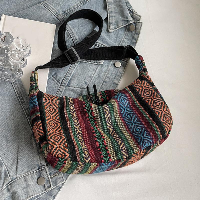 Сумка через плечо в племенном стиле, складная, кроссбоди, на молнии, в полоску, сумка-хобо кроссбоди для женщин, повседневная сумочка CLE