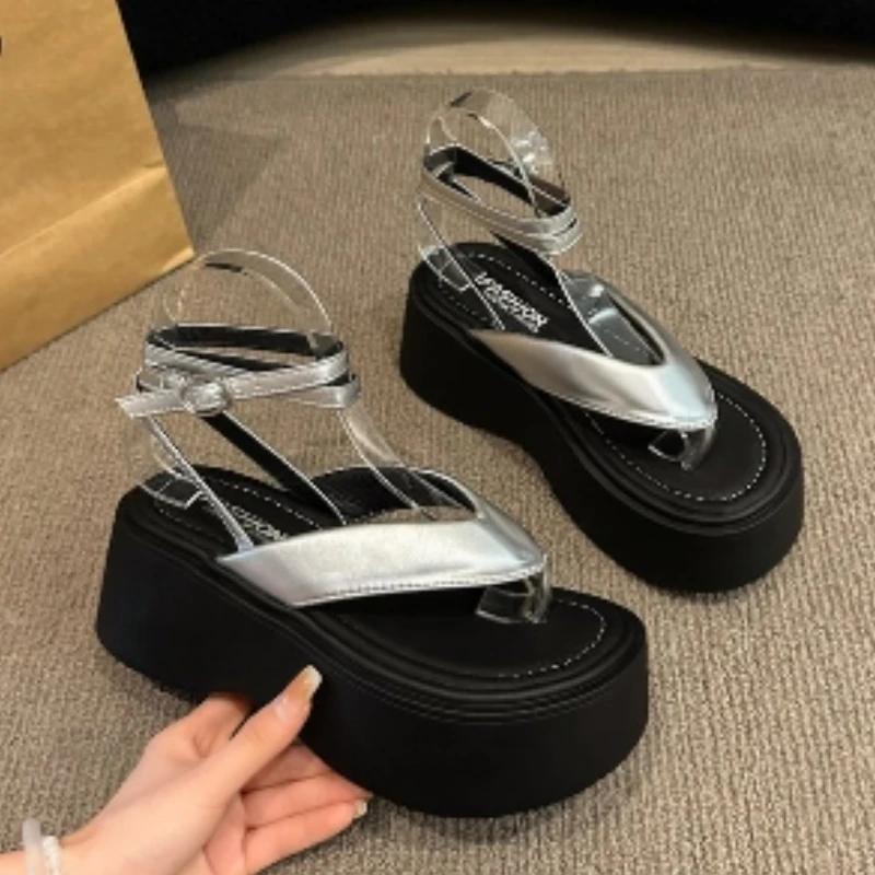 Fashion 2024 High Quality Shoes Female Ankle Strap Women's Sandals Summer Buckle Solid Platform Casual Fashion Sandals Zapatos De Mujer