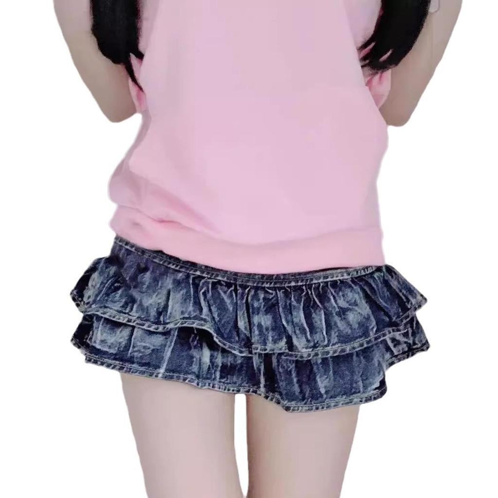Chic Low Waist Denim Mini Skirt for Nightclub & Dance