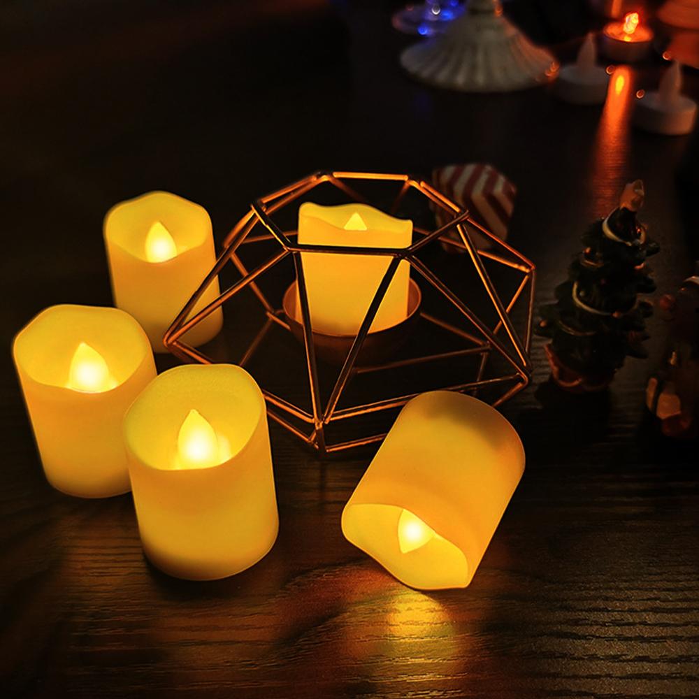 6pcs Rechargeable LED Candle Light W/ Remote Timer LED Flameless Flickering Tea Lights USB Charger Battery Christmas Decoration