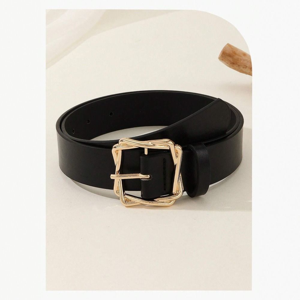 Black Waist Belt Adjustable Jeans Belt Trend PU Leather Belt  for Jeans Dresses Decoration