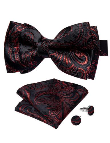 Мужской шелковый галстук-бабочка, синий регулируемый галстук-бабочка, набор запонок с цветочным принтом пейсли