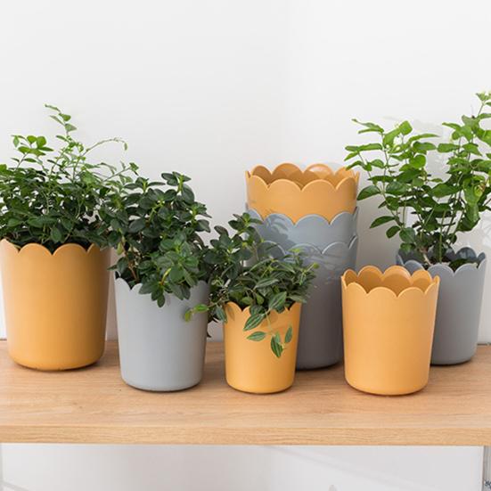 Цветочный горшок, универсальный, яркий пластиковый цветочный горшок с краями лепестков, большое открытие, домашний цветочный горшок