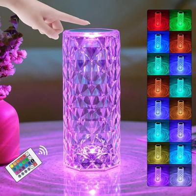 RGB прикроватная лампа с дистанционным управлением, регулируемая яркость, USB-зарядка, 16 цветов, настольная лампа, светодиодный ночник