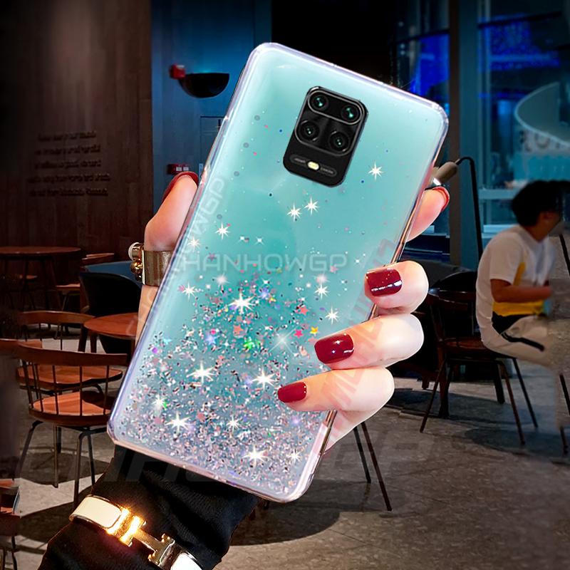 Чехол для Xiaomi Redmi Note 9S 9 Pro Note9, мягкая задняя крышка из ТПУ с блестками и блестками для Redmi 9 9A 9AT 9C, NFC, прозрачные силиконовые чехлы для телефонов с сияющей звездой