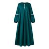 Fashion Long Sleeve Muslim Abaya Dress Casual Robe Solid Clothing for Women