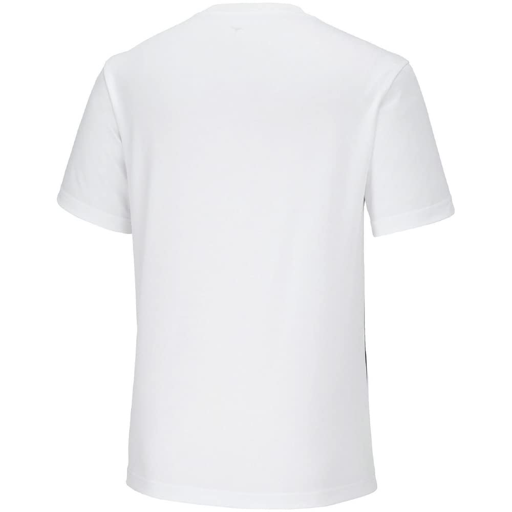 Mizuno NaviDry Short Sleeve Training with Size 32MAA190 T-Shirt, U-Neck Contrast, Moisture-Wicking, Quick-Drying, Underwear, Men's, White/Black, 2XL,