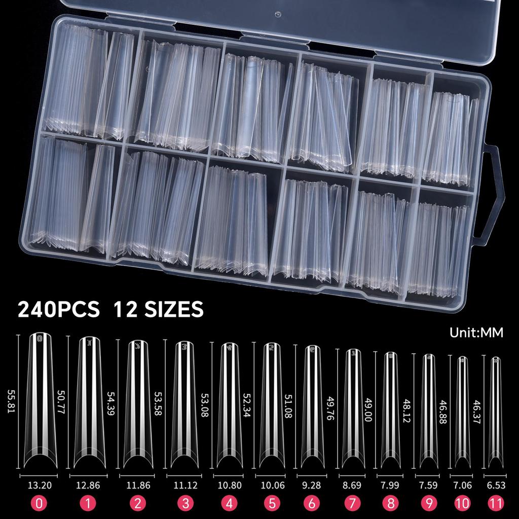 240 шт./кор. накладные ногти квадратные прямые очень длинные полупокрытые ногти прозрачные/натуральные акриловые накладные ногти для наращивания маникюрный салон