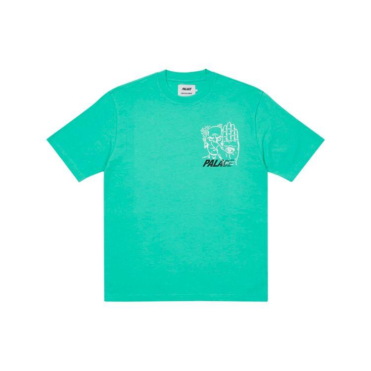 Palace X Cannondale Коллаборация Mad Boy Футболка Мятный Принт Логотипа Круглый Вырез Короткий Рукав Унисекс Топы Мятно-Зеленый PAL-FW21-305