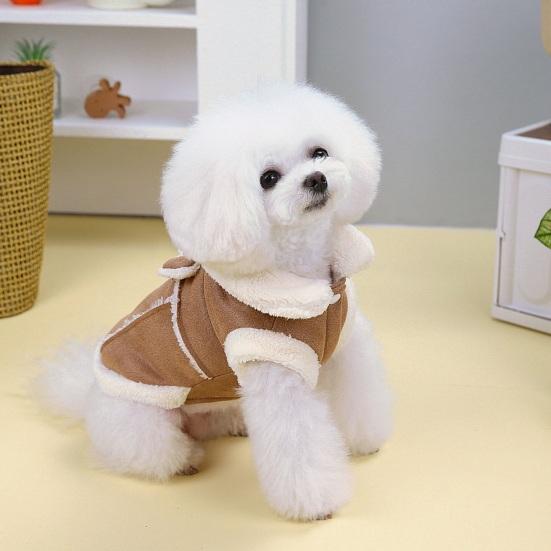 Cute Stylish Pet Cotton Coat Button Closing with Traction Rope Buckle Thickened Small Medium Dogs Tractable Cotton Coat