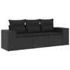 VidaXL Salon de Jardin avec Coussins 3 pcs, Canapés de Terrasse, Ensemble de Meubles de Patio, Mobilier d'Extérieur, Noir 3254592