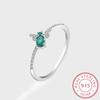 Модное креативное кольцо для женщин, инкрустированные зеленым цирконом, ювелирные изделия из стерлингового серебра, простое свадебное кольцо, ювелирное изделие из стерлингового серебра